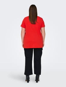 ONLY Normal geschnitten V-Ausschnitt T-Shirt -Flame Scarlet - 15298452