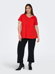 ONLY Curvy V-hals t-shirt -Flame Scarlet - 15298452