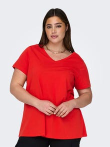 ONLY Regular fit V-Hals T-shirts -Flame Scarlet - 15298452