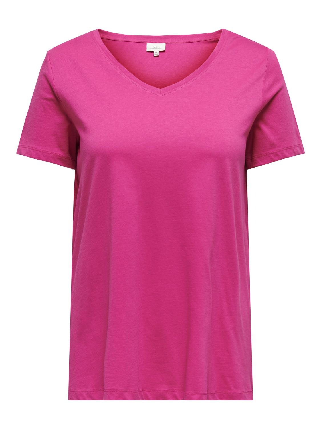 ONLY Normal geschnitten V-Ausschnitt T-Shirt -Raspberry Rose - 15298452