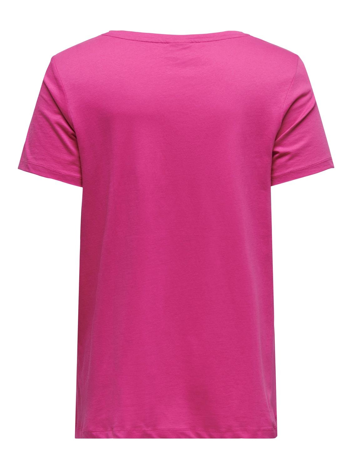 ONLY Regular Fit V-hals T-skjorte -Raspberry Rose - 15298452