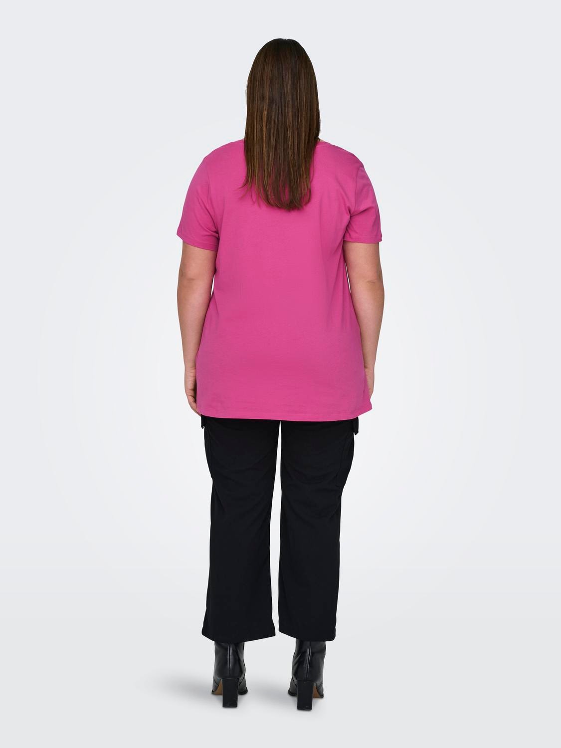 ONLY Normal geschnitten V-Ausschnitt T-Shirt -Raspberry Rose - 15298452