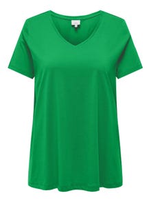 ONLY Curvy V-neck t-shirt -Green Bee - 15298452