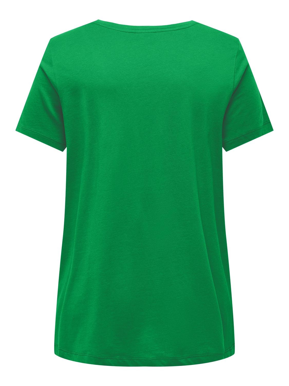 ONLY Curvy V-hals t-shirt -Green Bee - 15298452