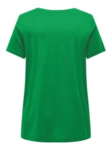 ONLY T-shirts Regular Fit Col en V -Green Bee - 15298452