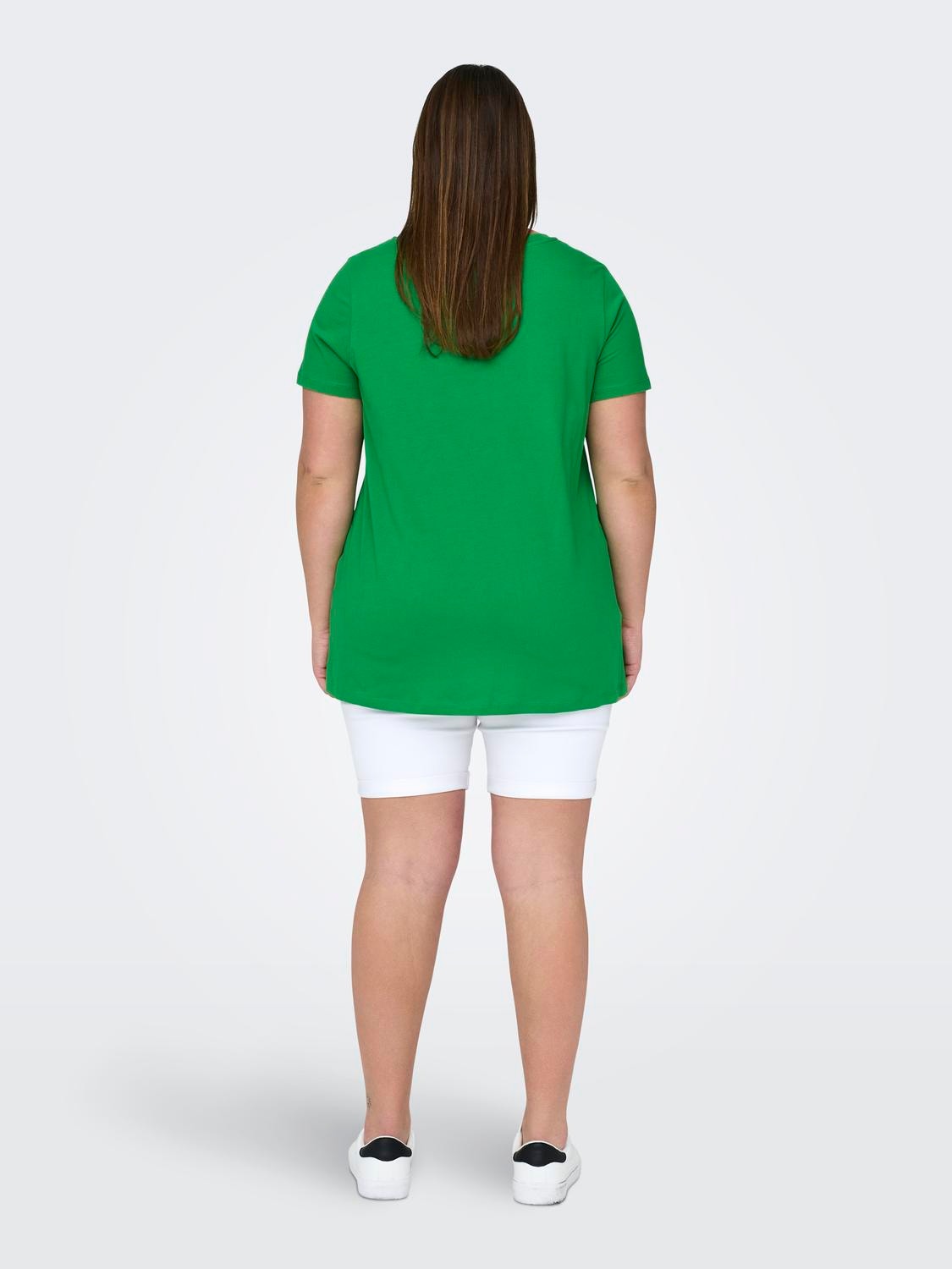 ONLY Curvy V-neck t-shirt -Green Bee - 15298452