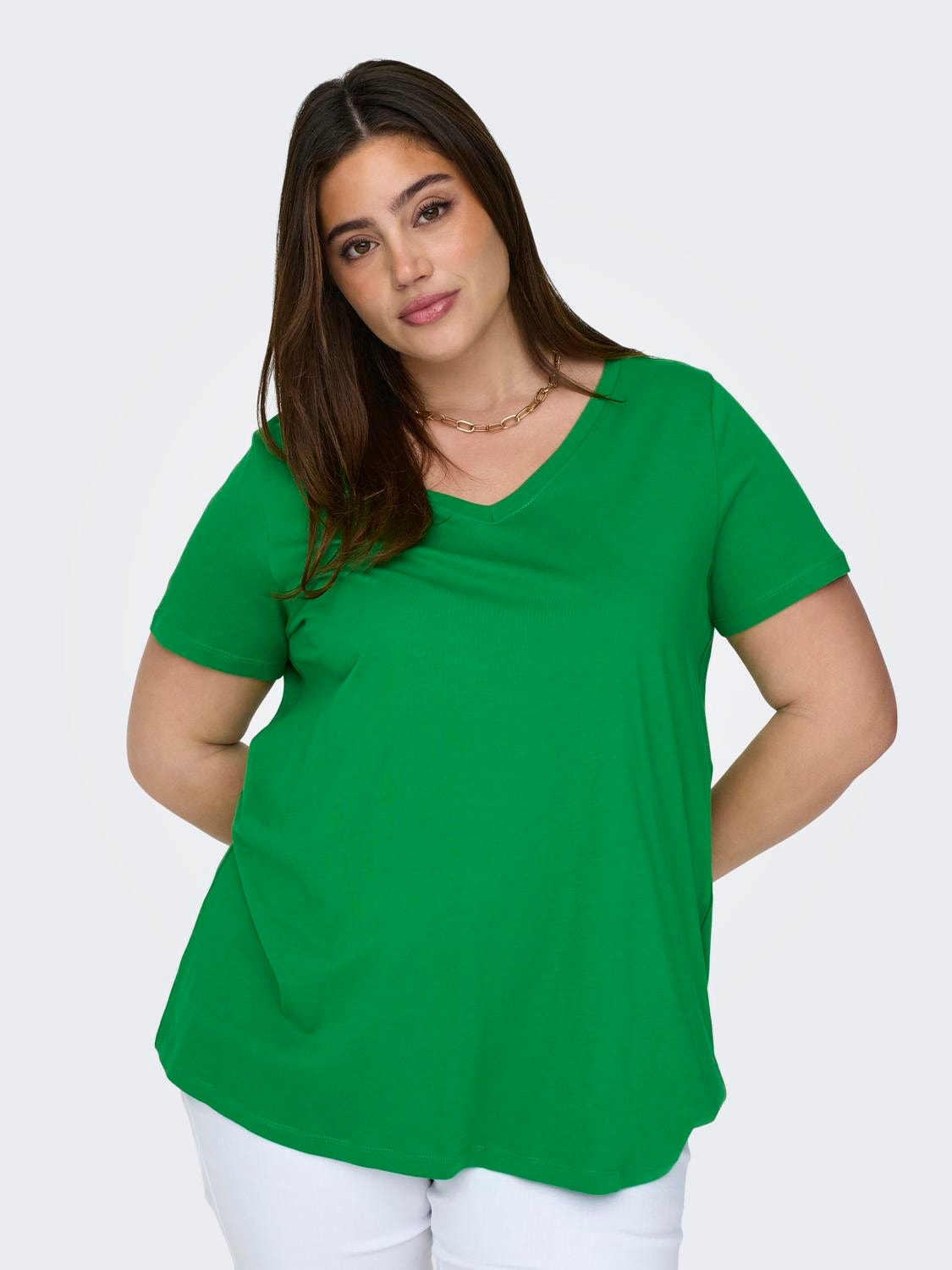 ONLY Regular fit V-Hals T-shirts -Green Bee - 15298452