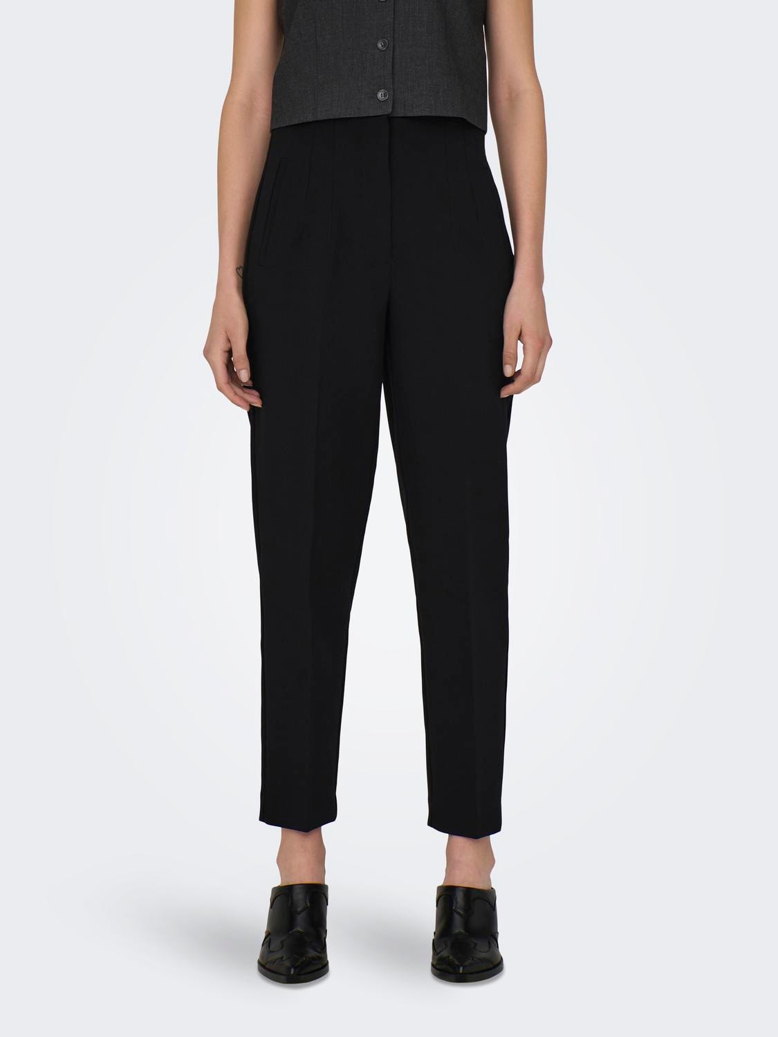 ONLY Klassisk bukser med høj talje -Black - 15298565
