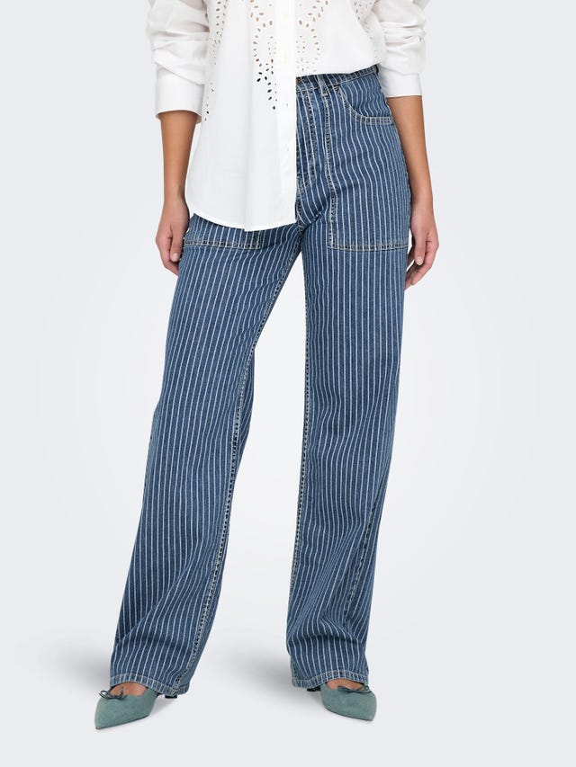 ONLY ONLKIRSI High Waist WIDE WORKER STRIPE jeans - 15298573