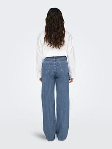 ONLY ONLKIRSI High Waist WIDE WORKER STRIPE jeans -Light Blue Denim - 15298573
