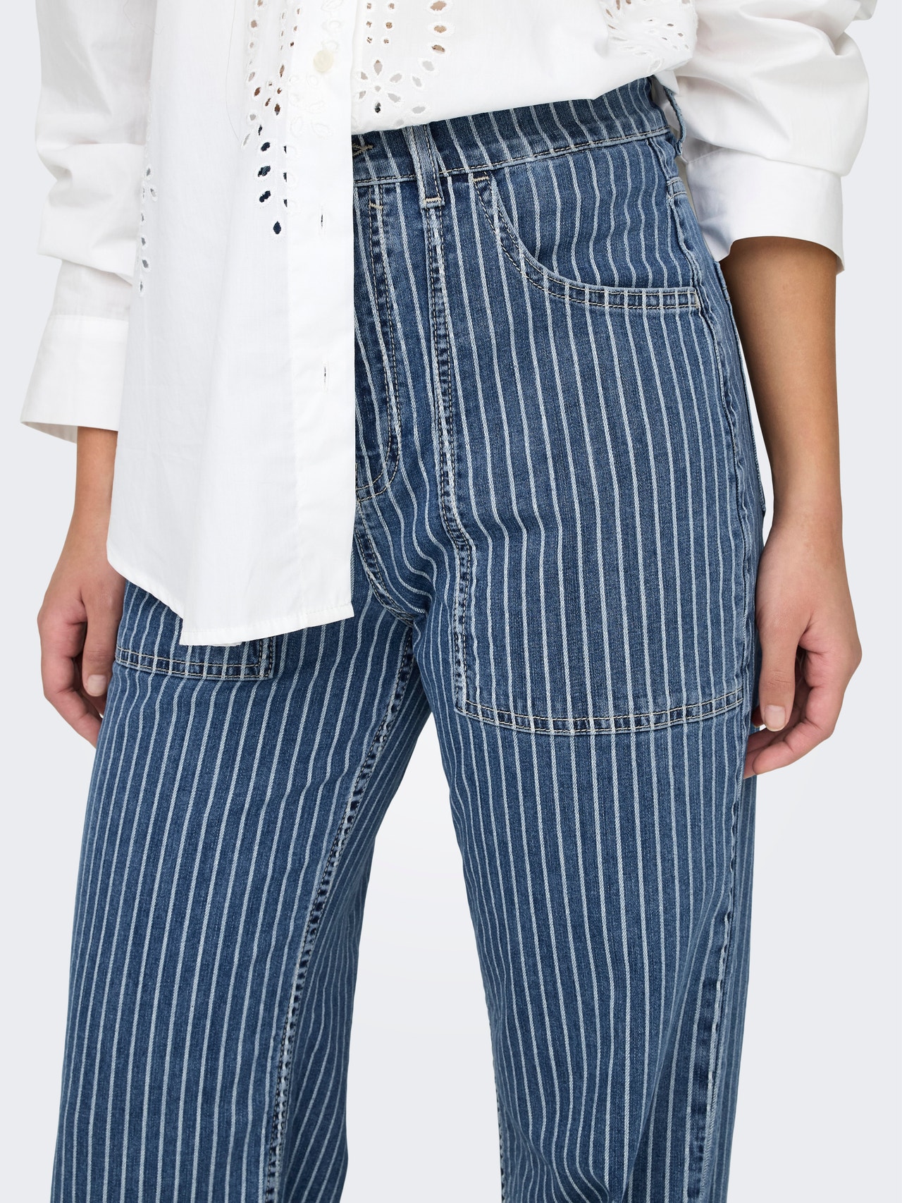 ONLY Weiter Beinschnitt Hohe Taille Jeans -Light Blue Denim - 15298573
