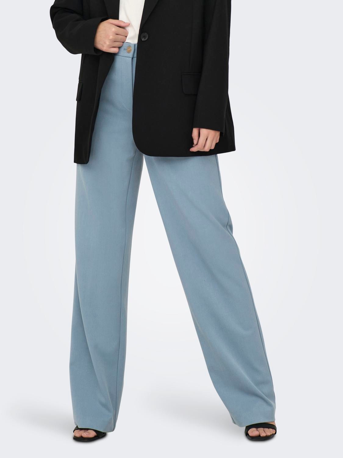 ONLY Basic trousers with high waist -Windward Blue - 15298576