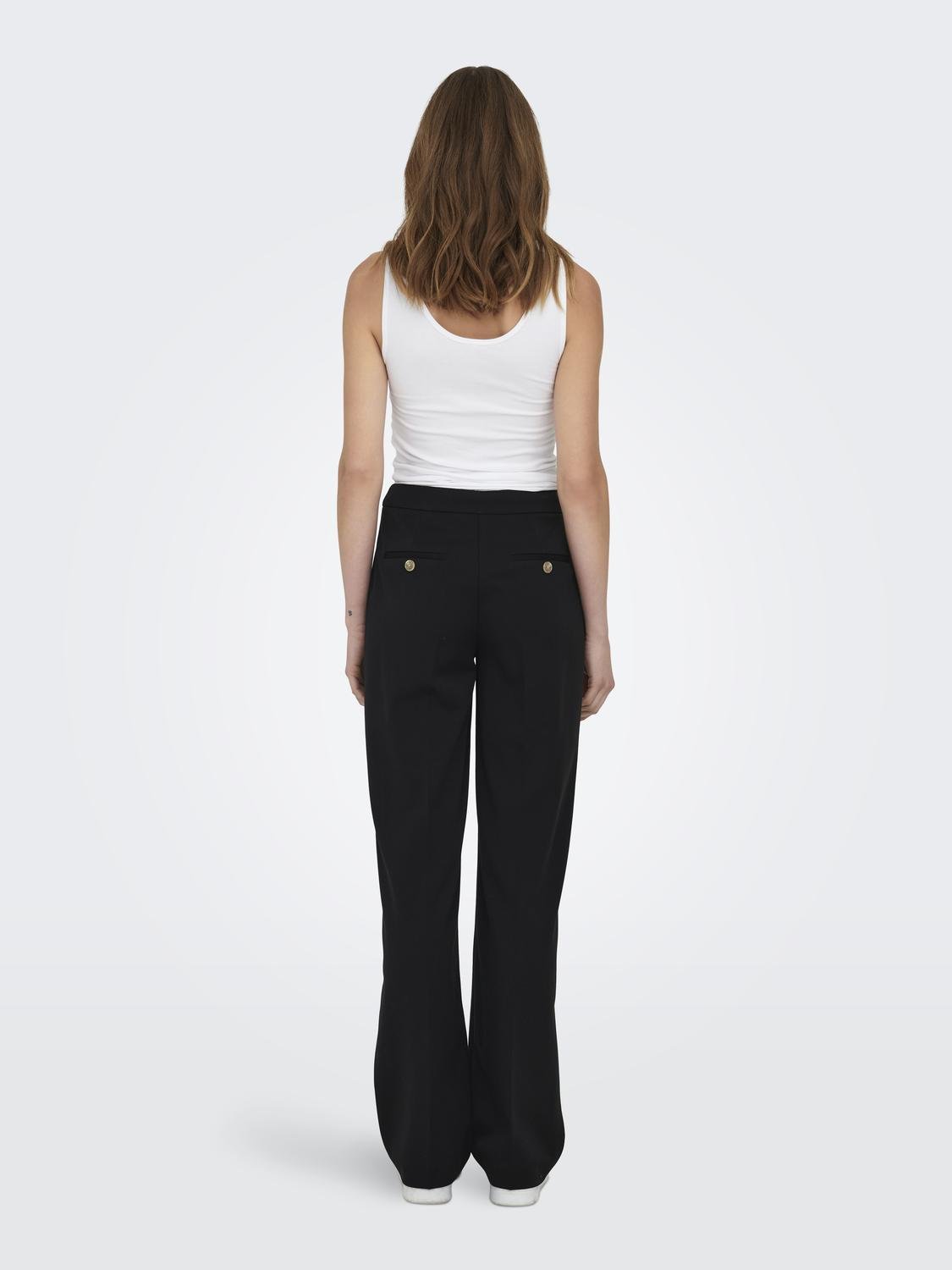 ONLY Basic bukser med høj talje  -Black - 15298576