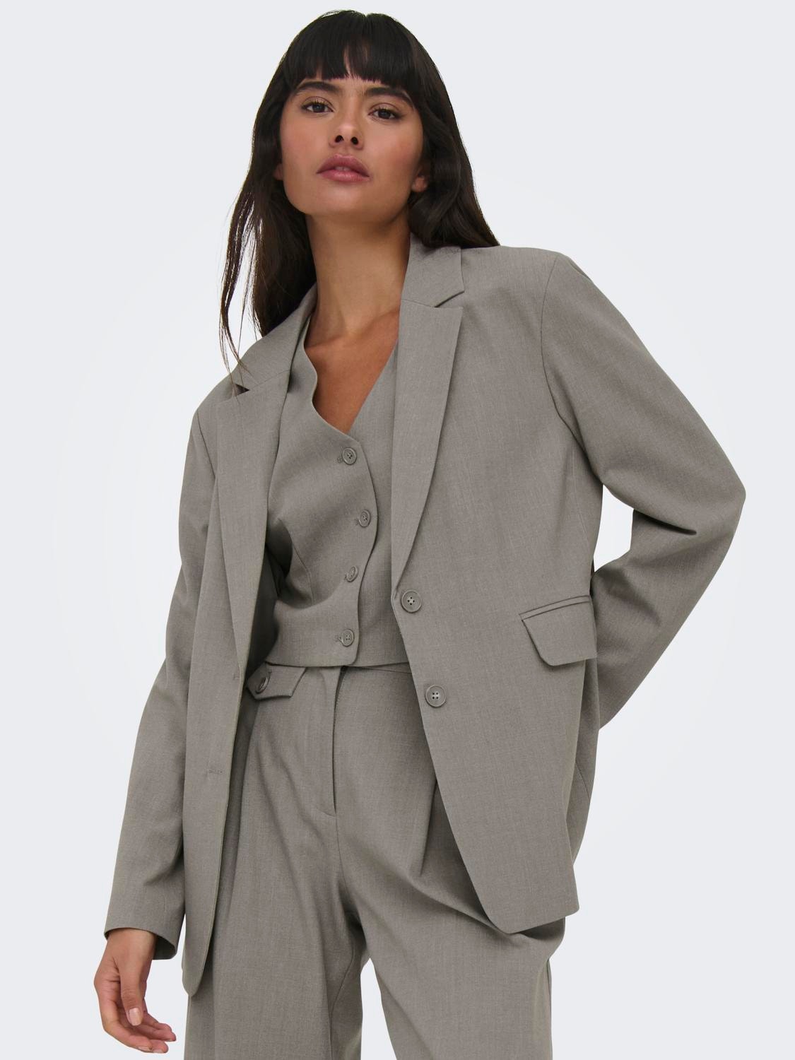 ONLY Blazers Loose Fit Col à revers -Brushed Nickel - 15298611