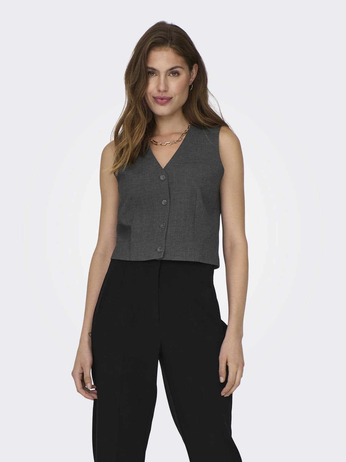 Cropped tailored vest | Dark Grey | ONLY®