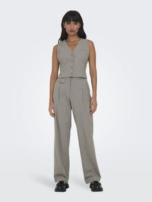 ONLY Straight Tapered Fit High waist Trousers -Brushed Nickel - 15298617