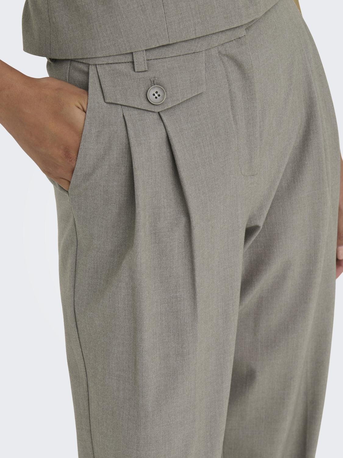 ONLY Pantaloni Straight Tapered Fit Vita alta -Brushed Nickel - 15298617