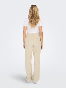 ONLY Pantalons Straight Fit Taille haute -Oatmeal - 15298637