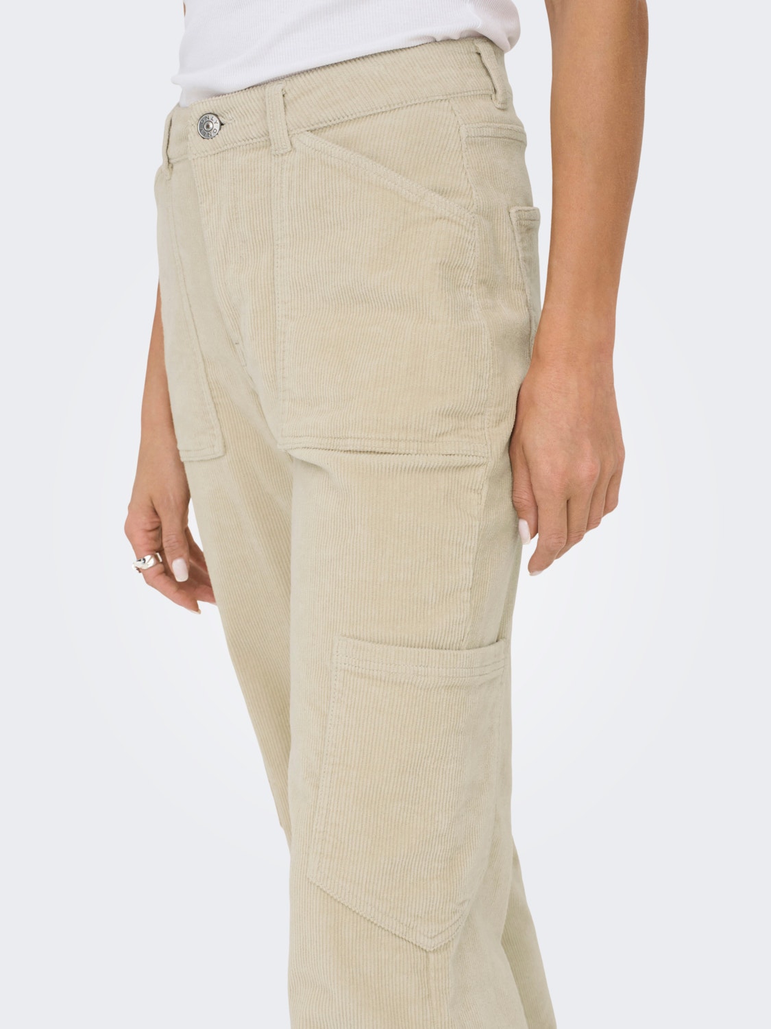 ONLY Cargo pants with high waist -Oatmeal - 15298637