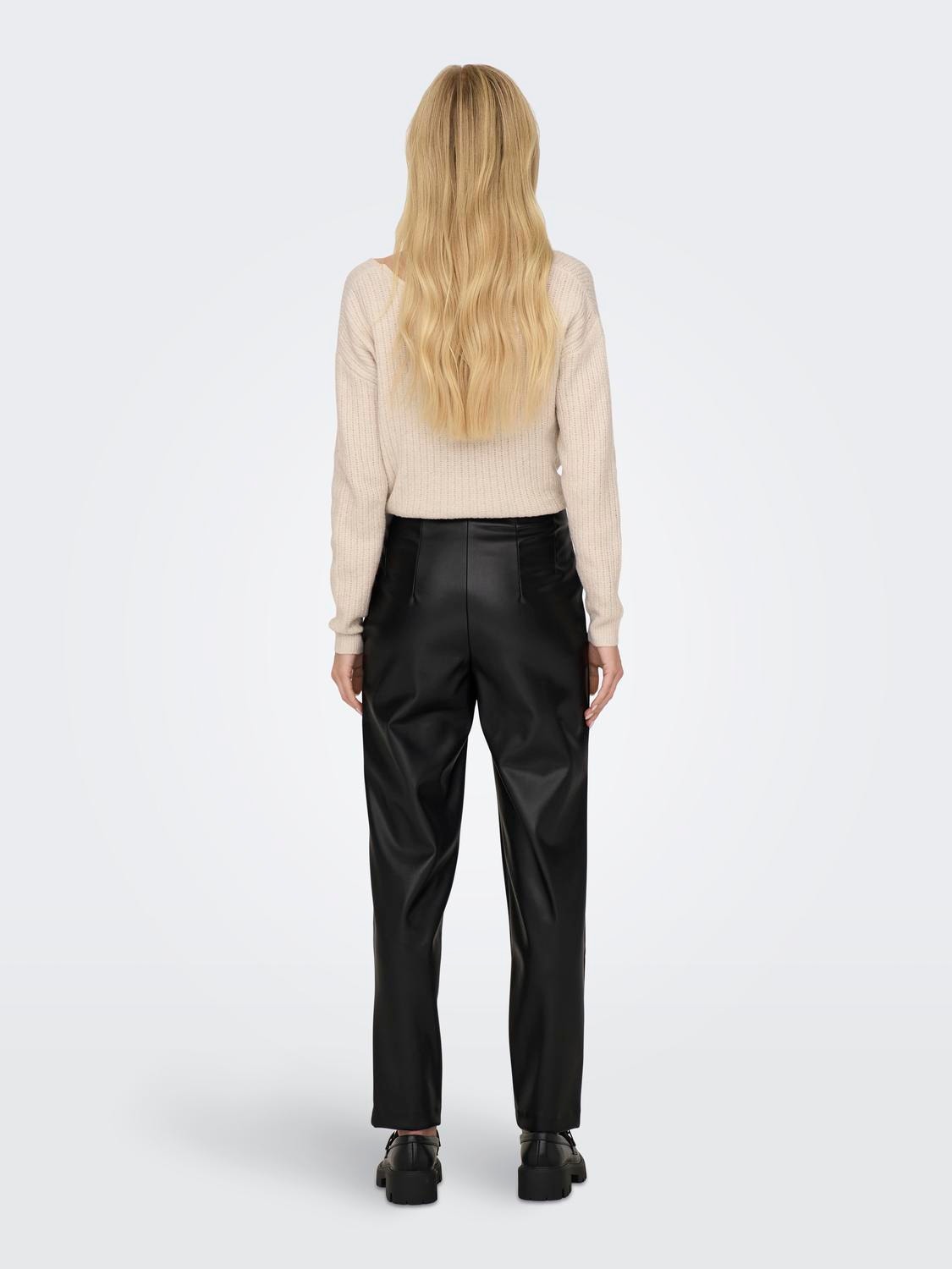 ONLY High waisted pants of faux leather -Black - 15298705