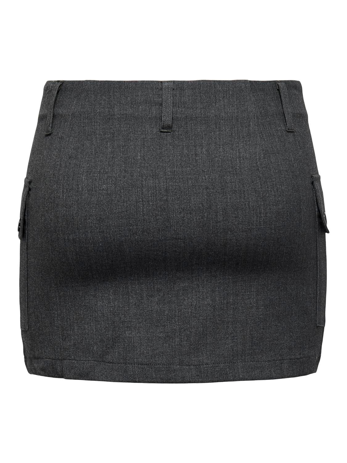 ONLY Mini nederdel med cargo lommer -Dark Grey Melange - 15298713