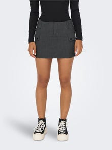 ONLY Mini nederdel med cargo lommer -Dark Grey Melange - 15298713
