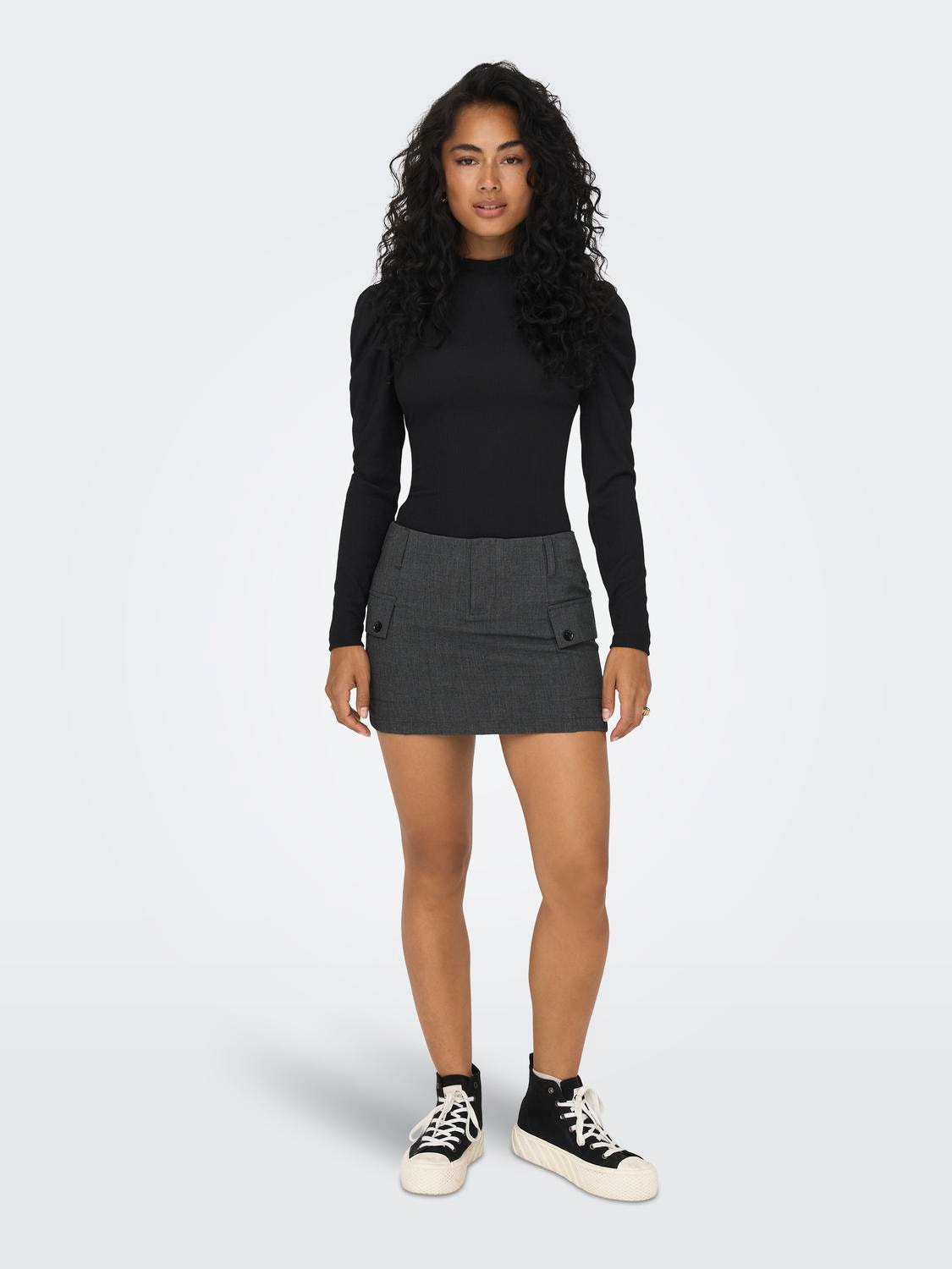 ONLY Mid waist Mini skirt -Dark Grey Melange - 15298713