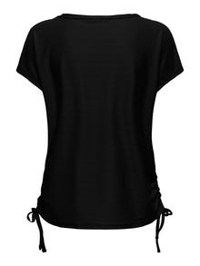 ONLY T-shirts Loose Fit Col en V -Black - 15298795