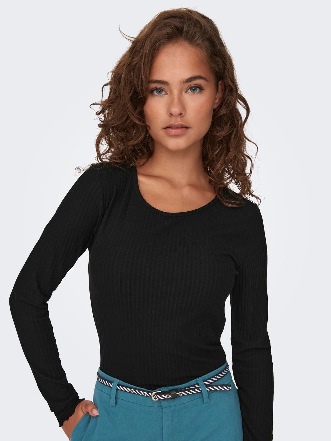 ONLY Tops Slim Fit Col rond -Black - 15298796