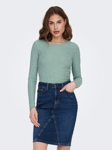 ONLY Slim Fit Round Neck Top -Chinois Green - 15298796