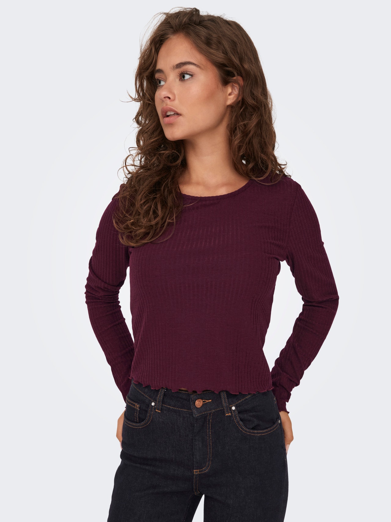 ONLY Tops Slim Fit Col rond -Winetasting - 15298796