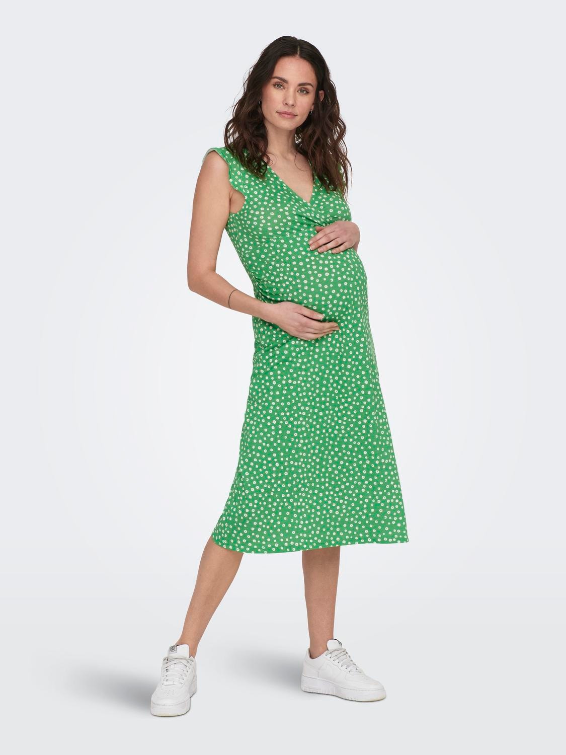 ONLY Mama printed midi dress -Kelly Green - 15298822