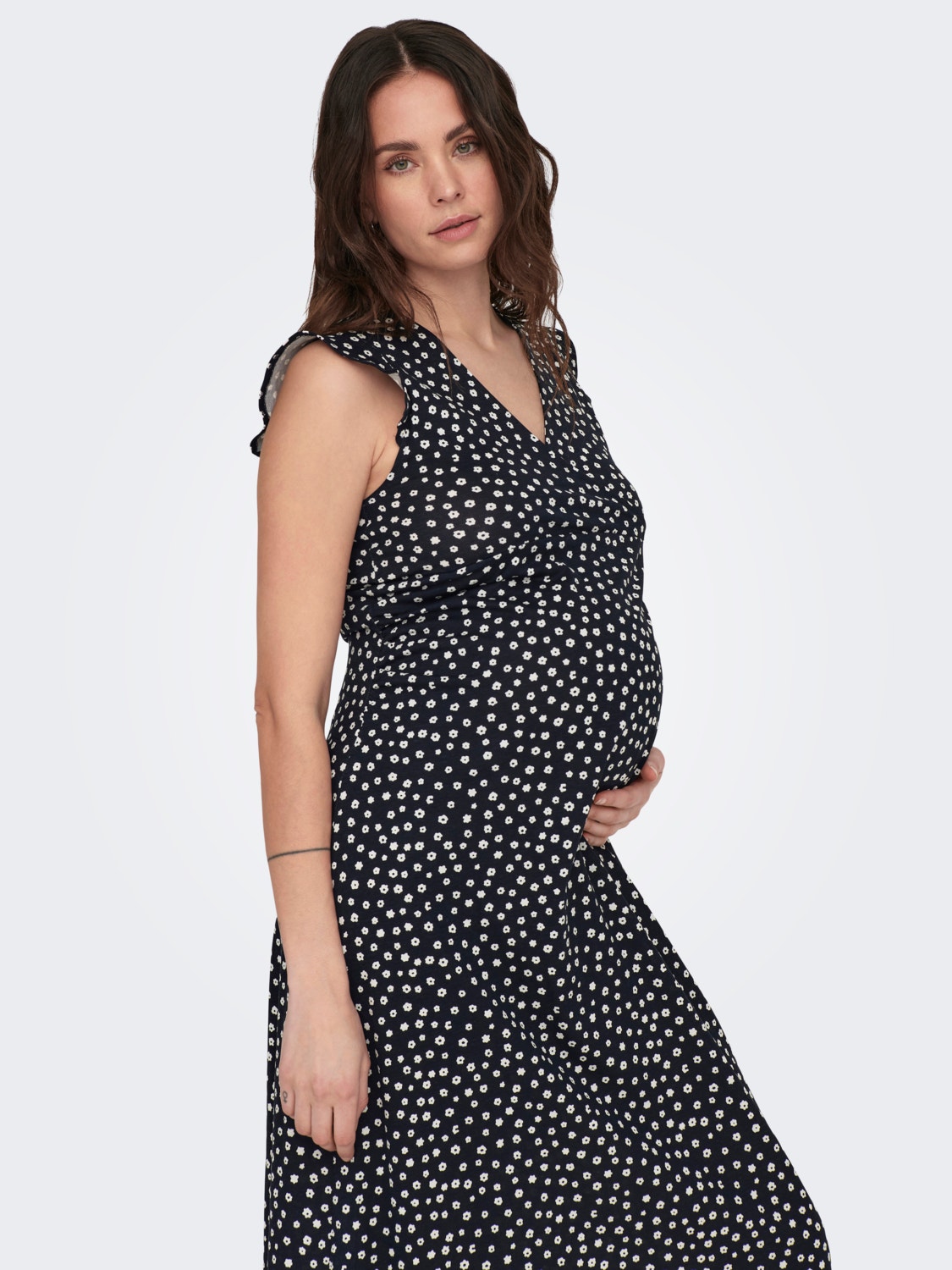 ONLY Normal geschnitten Rundhals Maternity Langes Kleid -Night Sky - 15298822