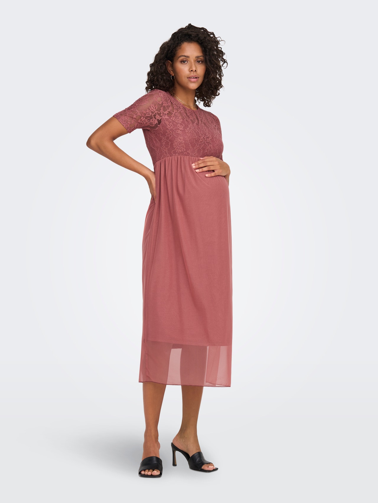schors Loodgieter zonne Regular fit Boothals Lange jurk | Medium Rose | ONLY®