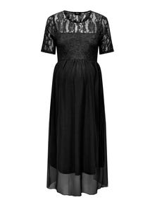 ONLY Normal geschnitten U-Boot Ausschnitt Langes Kleid -Black - 15298880