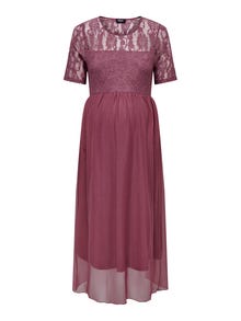 ONLY Normal geschnitten U-Boot Ausschnitt Langes Kleid -Rose Brown - 15298880