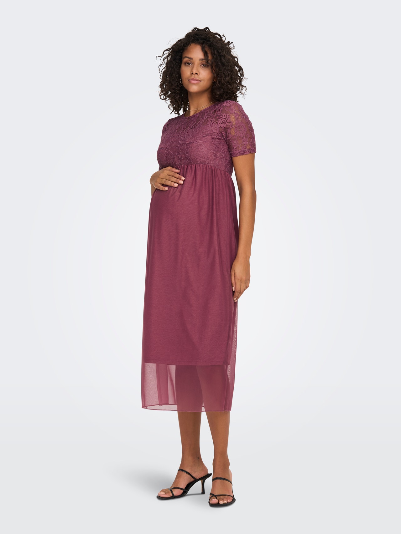 ONLY Mama Mesh Midi dress -Rose Brown - 15298880