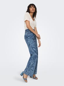 ONLY Jeans Wide Leg Fit Taille haute -Medium Blue Denim - 15298886