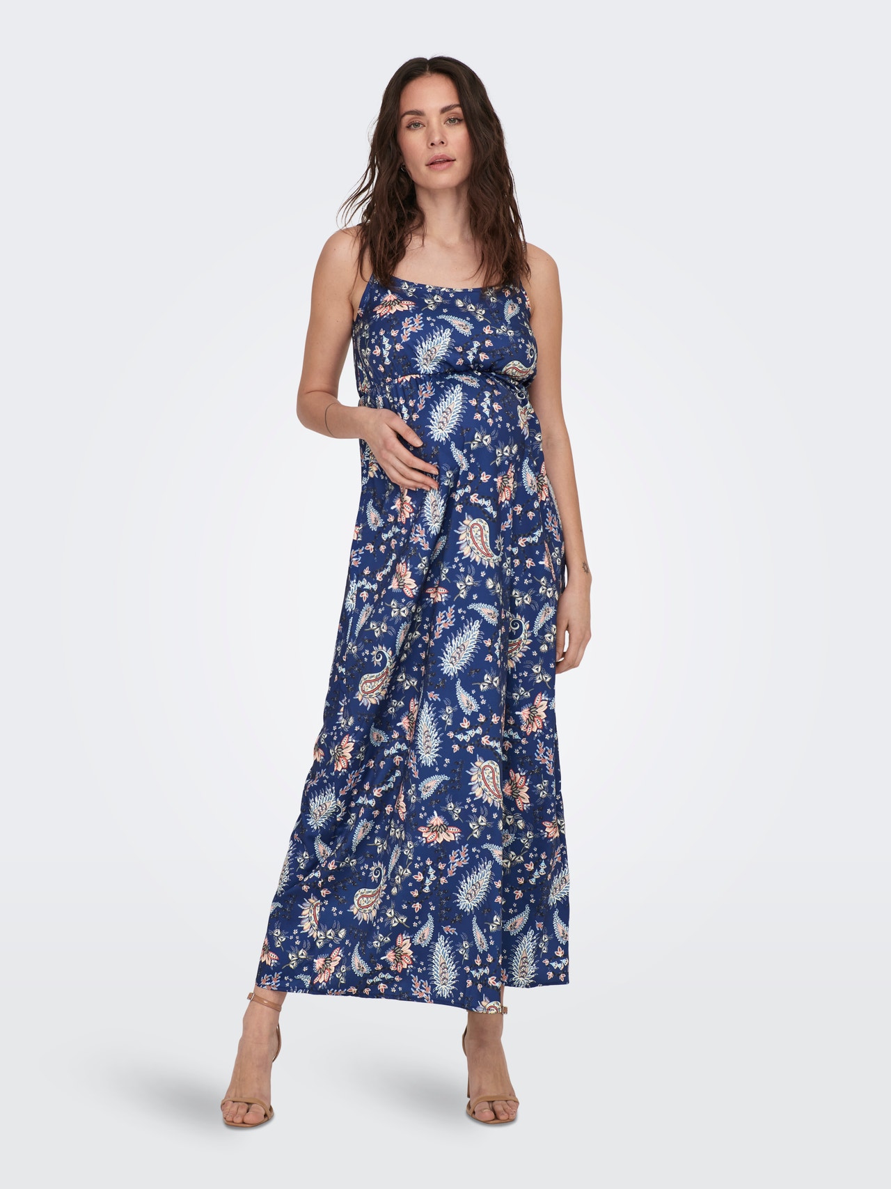 ONLY Regular Fit U-Neck Maternity Long dress -Twilight Blue - 15298898