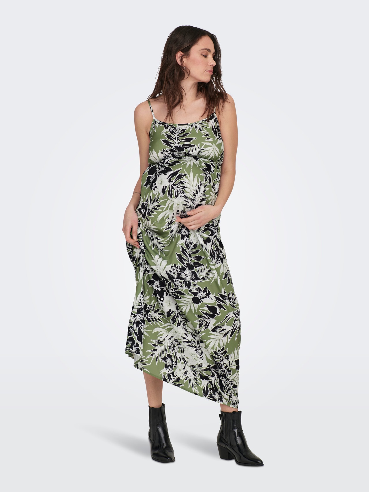 ONLY Normal geschnitten U-Ausschnitt Maternity Langes Kleid -Iguana - 15298898