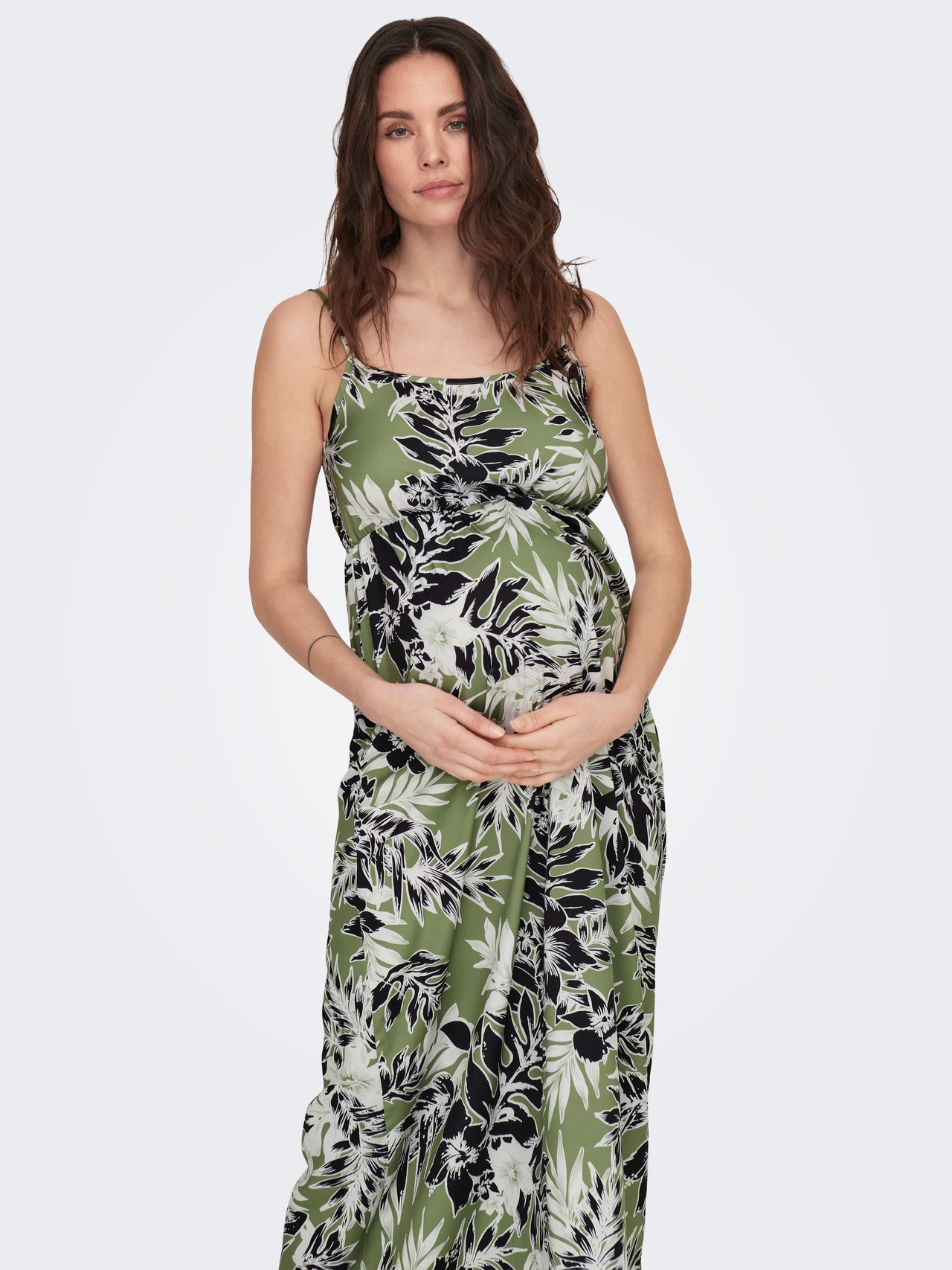 ONLY Normal geschnitten U-Ausschnitt Maternity Langes Kleid -Iguana - 15298898