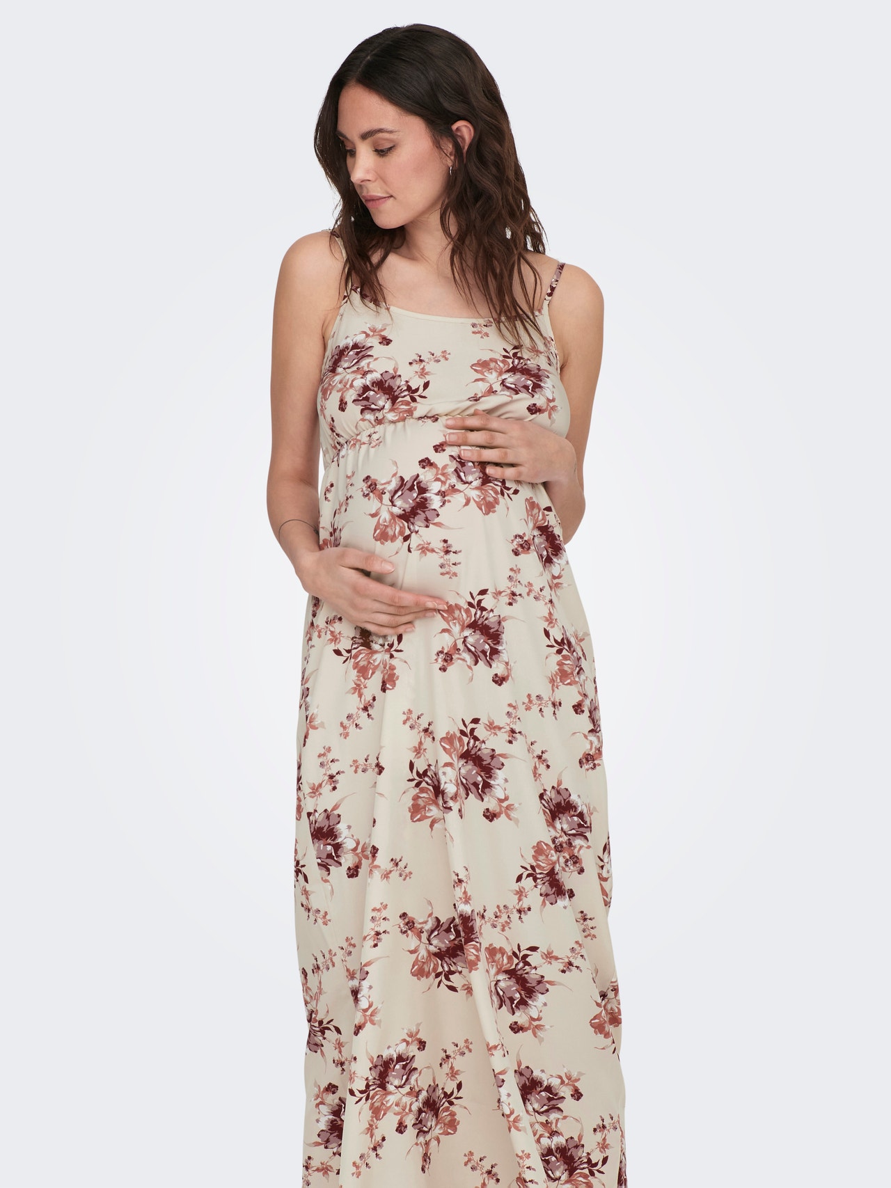 ONLY Regular Fit U-Neck Maternity Long dress -Whitecap Gray - 15298898