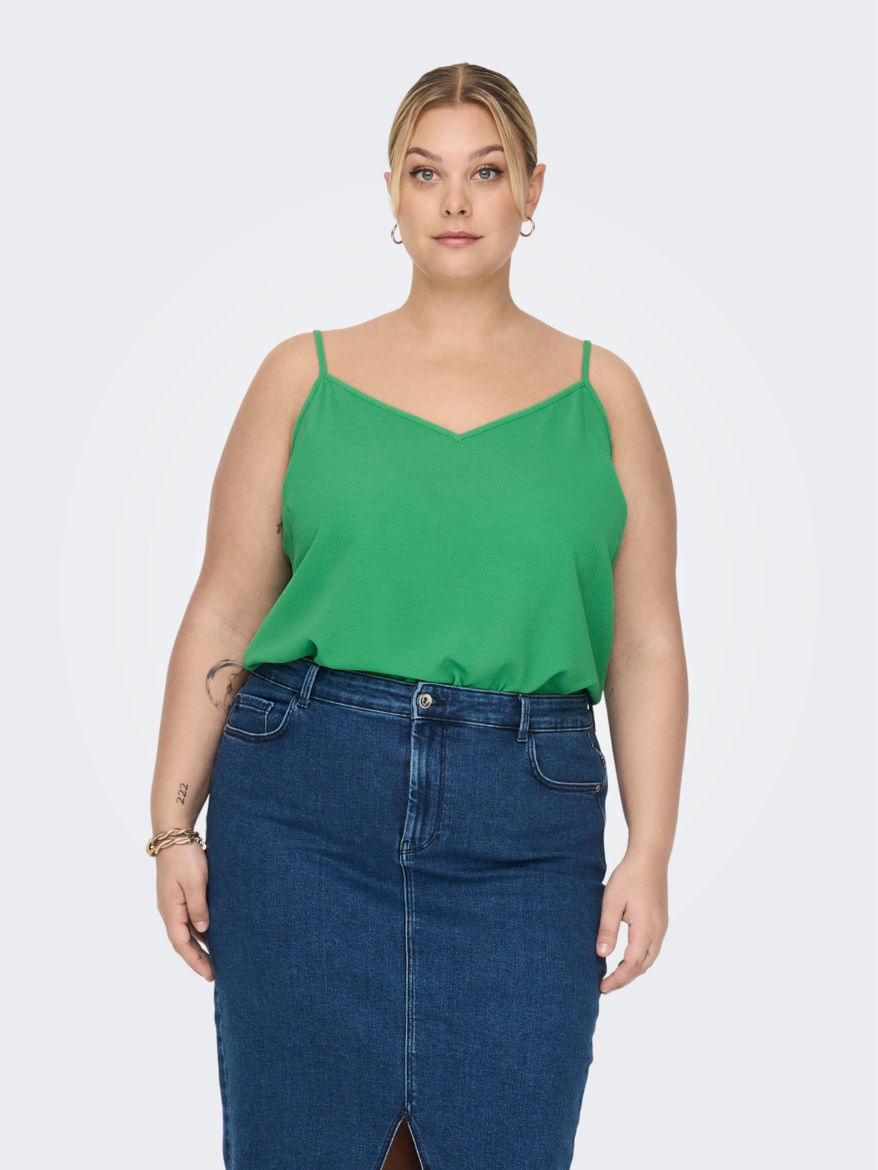 ONLY Curvy printed Top -Kelly Green - 15299244