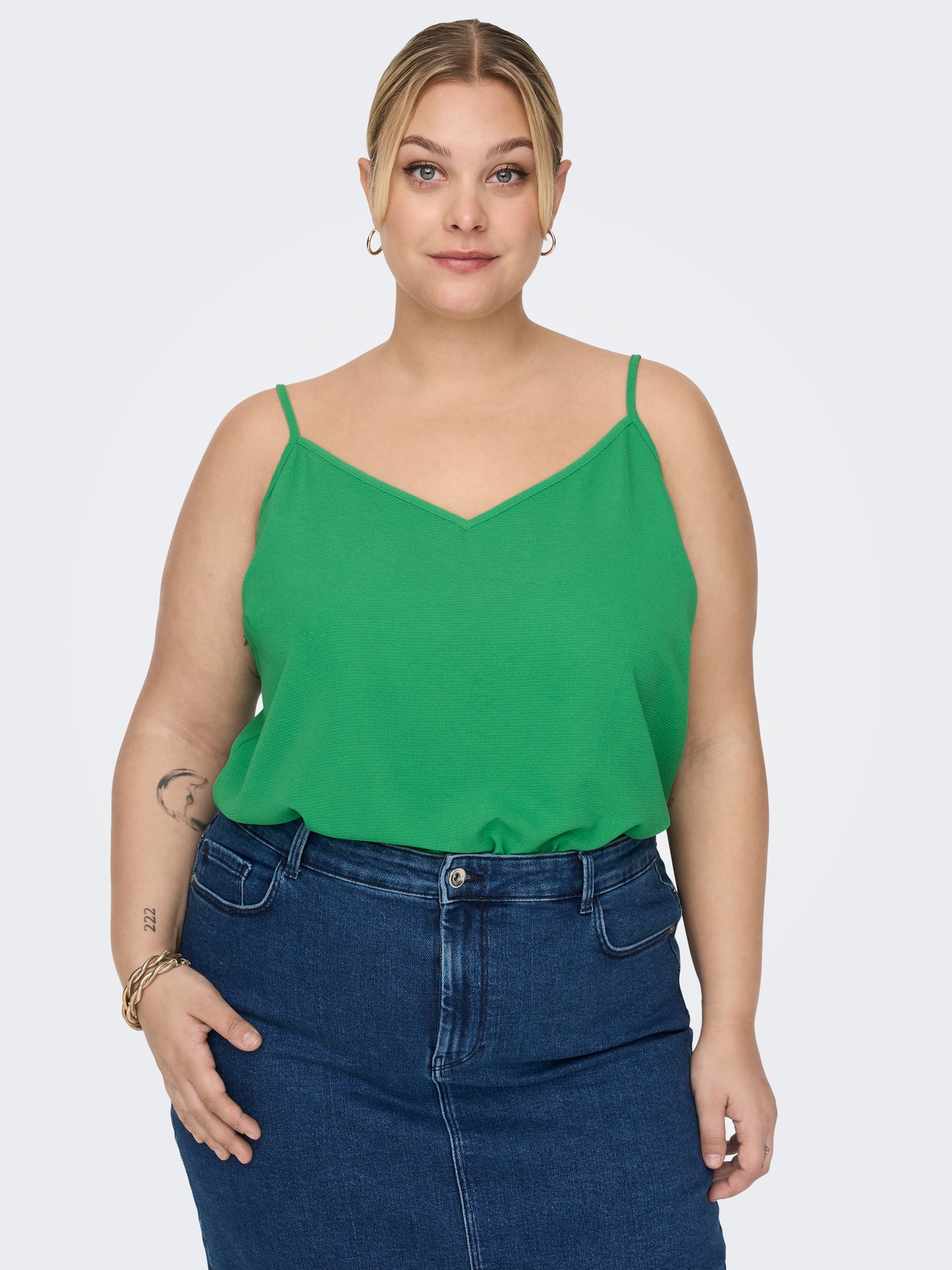 ONLY Curvy printed Top -Kelly Green - 15299244