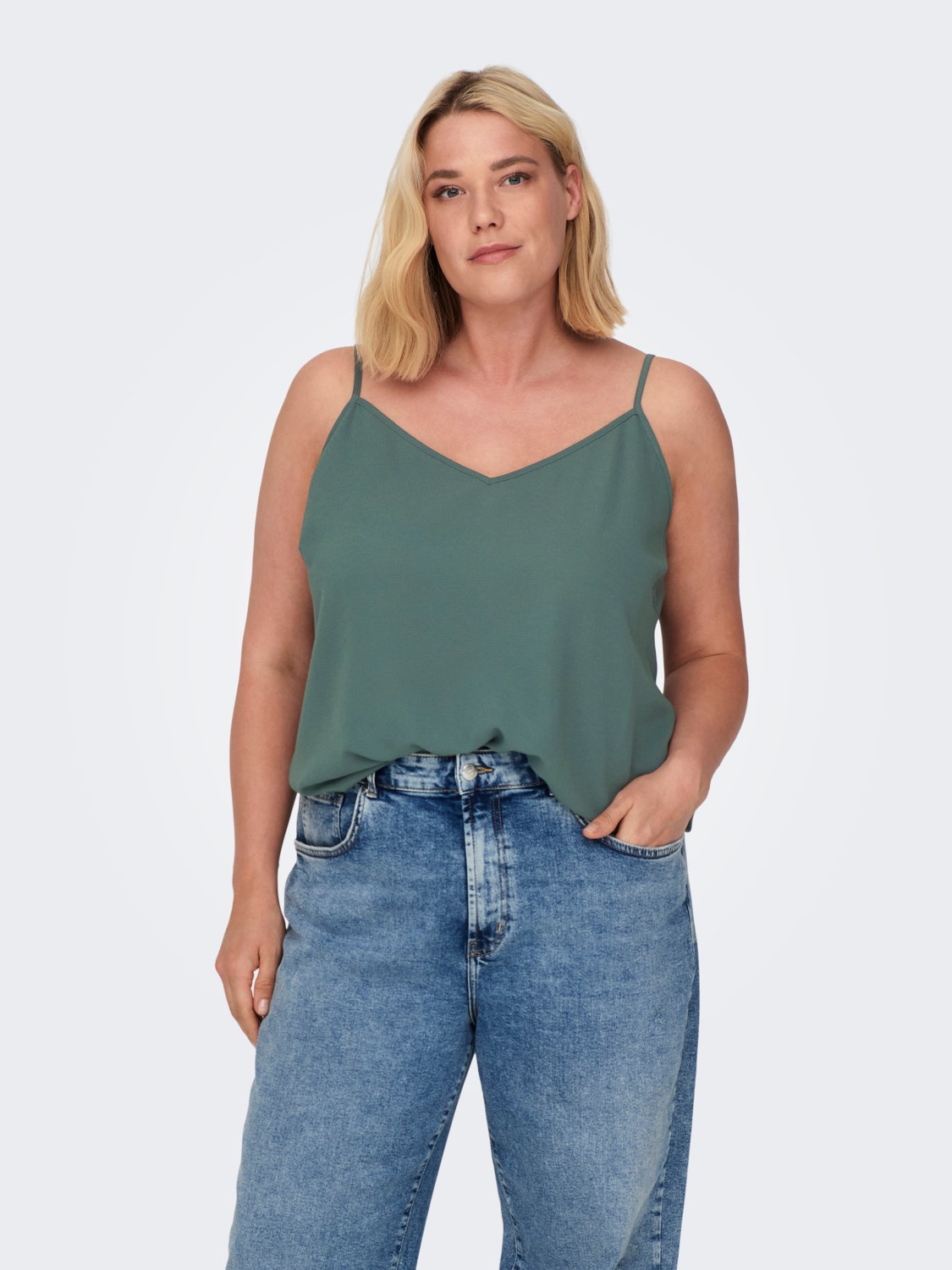 ONLY Curvy printed Top -Balsam Green - 15299244