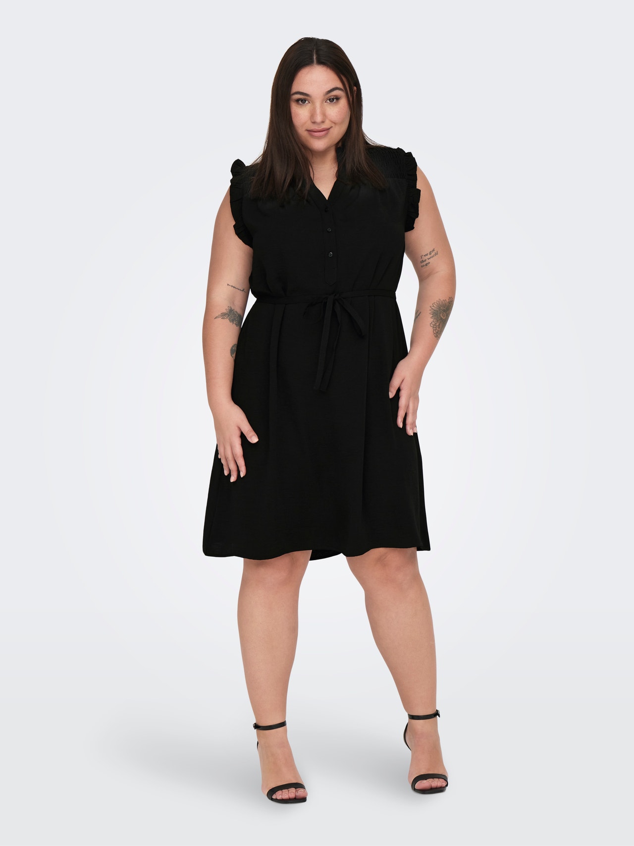 ONLY Normal geschnitten V-Ausschnitt Kurzes Kleid -Black - 15299281