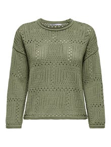 ONLY O-Neck Petite Dropped shoulders Pullover -Desert Sage - 15299551