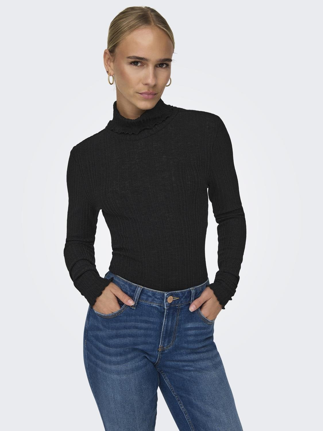 Ladies black sale roll neck top