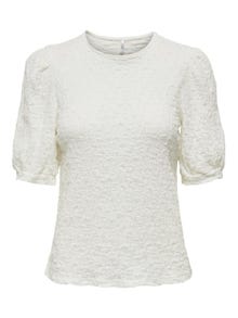 ONLY Tops Regular Fit Col rond Manches bouffantes -Cloud Dancer - 15299633