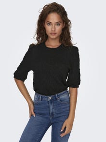 ONLY o-neck top with 2/4 sleeves -Black - 15299633